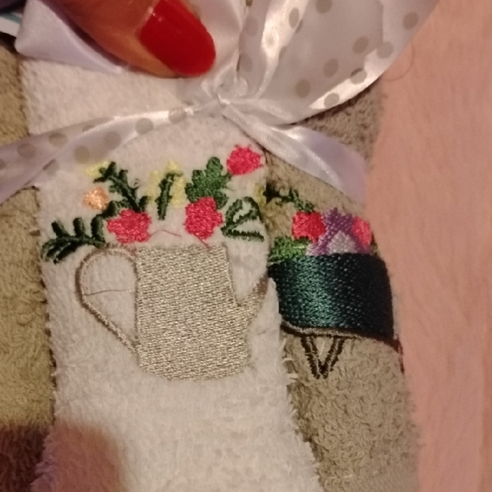 Mainstays Green Embroidered Cotton Washcloths